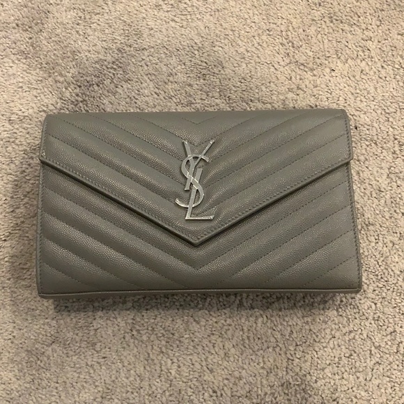 Saint Laurent Handbags - Saint Laurent YSL Chain Wallet Envelope Shoulder Bag in Gray
